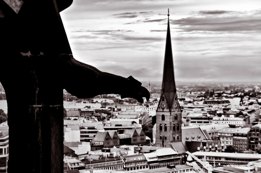 Gargoyle over Hamburg 2 Photograph by Edward Myers