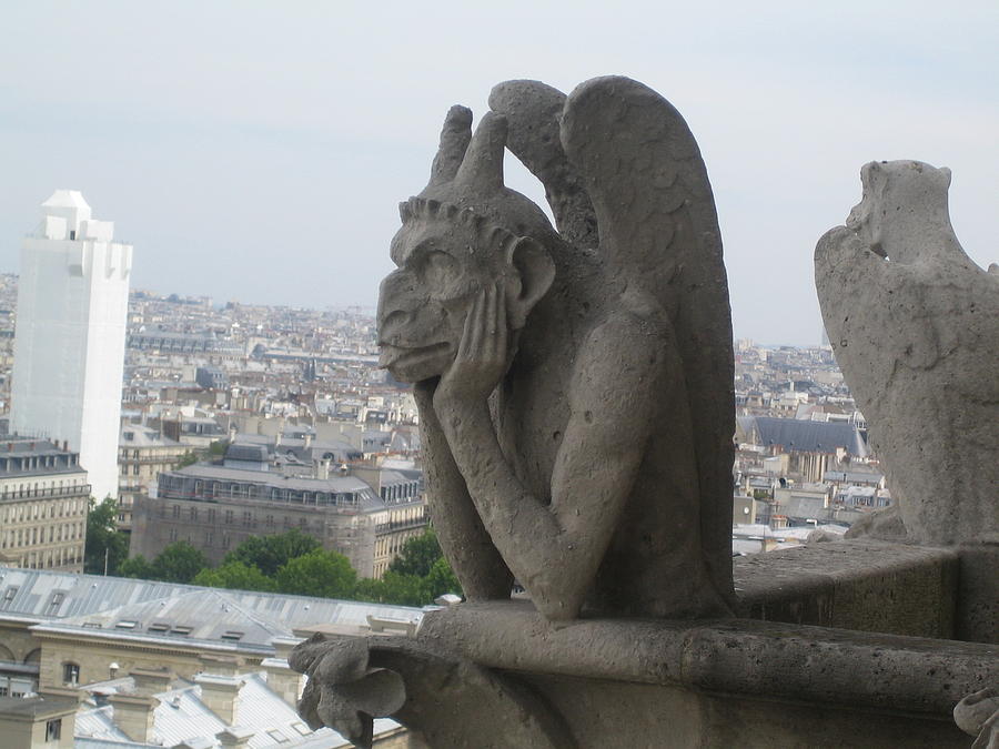 Paris Photograph - Gargoyle Over Looking Paris by Angela  Rose