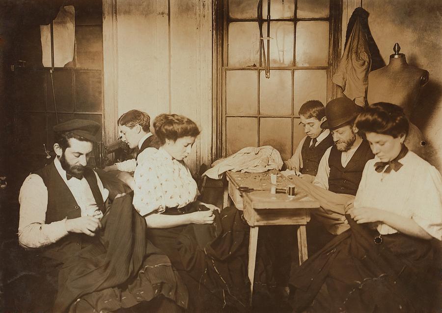New York City Photograph - Garment Workers Sewing By Hand by Everett