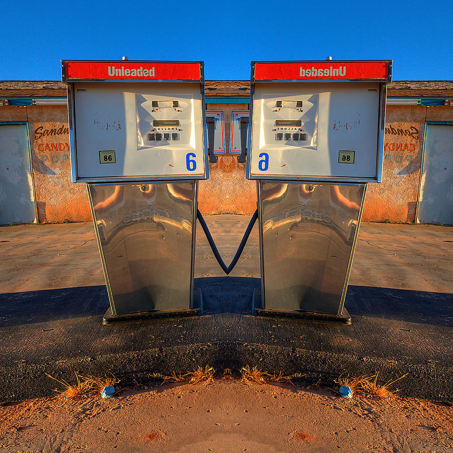Abstract Photograph - Gas Pump Sweethearts by Peter Tellone