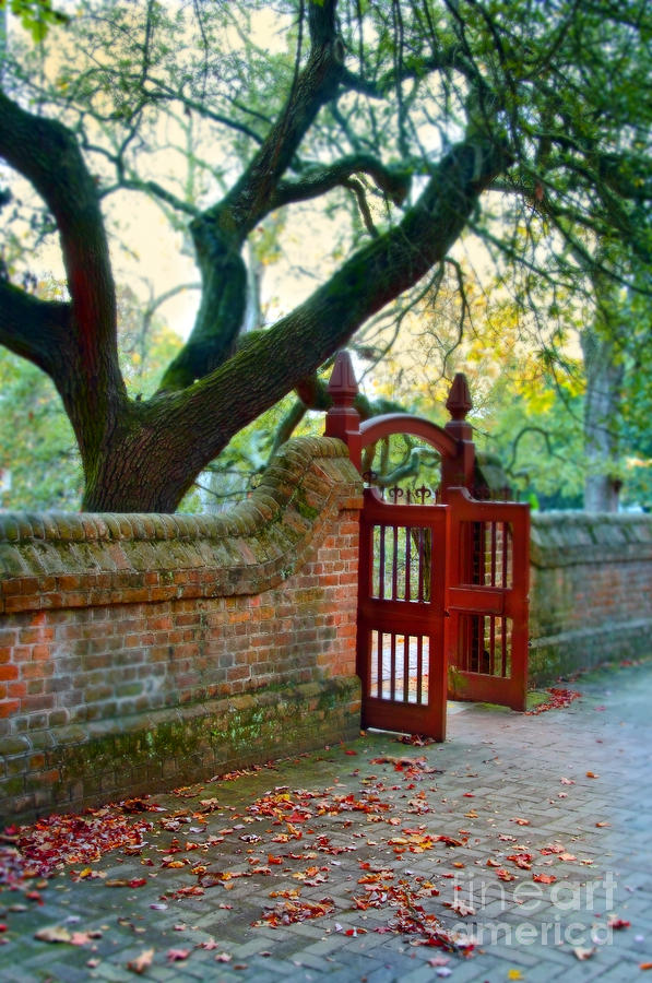 Fall Photograph - Gate in Brick Wall by Jill Battaglia