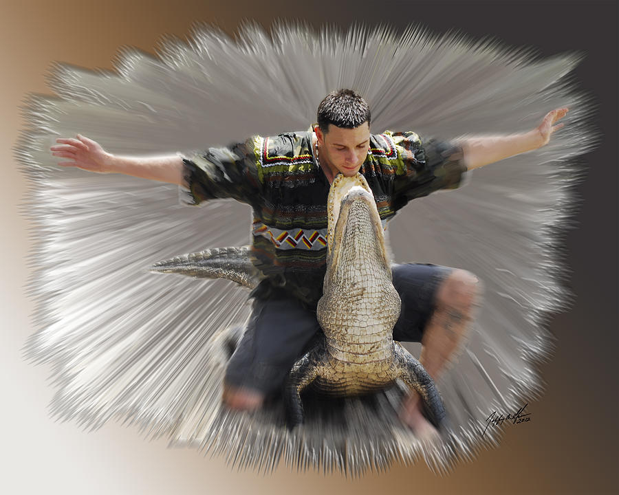 Alligator Digital Art - Gator Wrestling by Jeffrey Graves