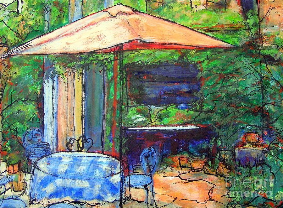 Gayes Courtyard Limousin France Painting by Jackie Sherwood