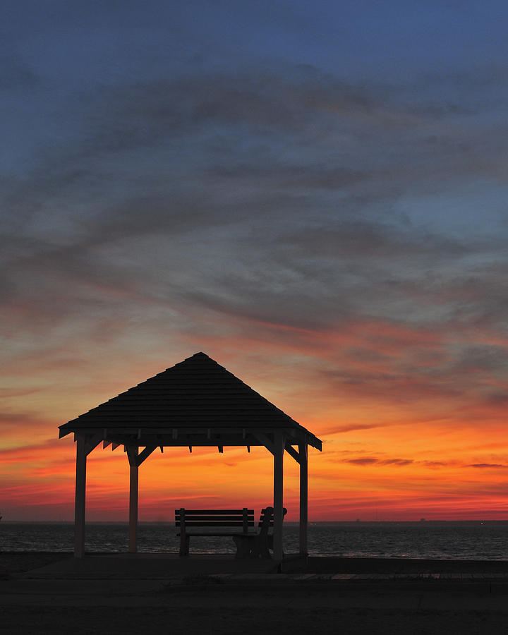 Sunset Photograph - Gazebo at Sunset Seaside Park, NJ by Terry DeLuco
