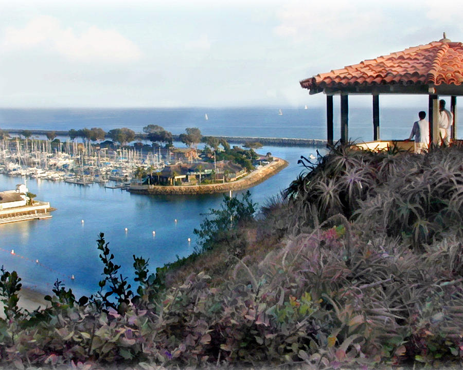 Boat Painting - Gazebo Overlooking Harbor by Elaine Plesser