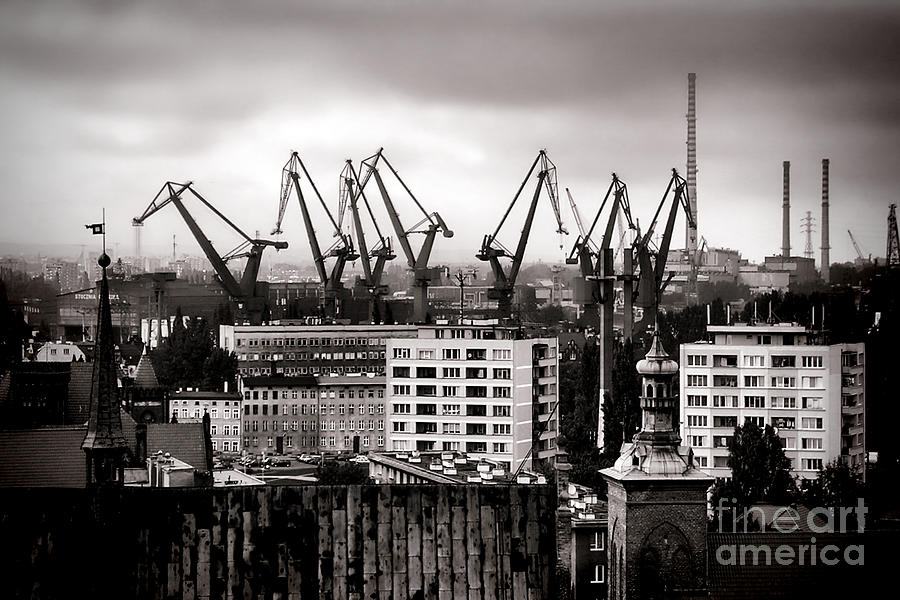 Crane Photograph - Gdansk Shipyard by Olivier Le Queinec