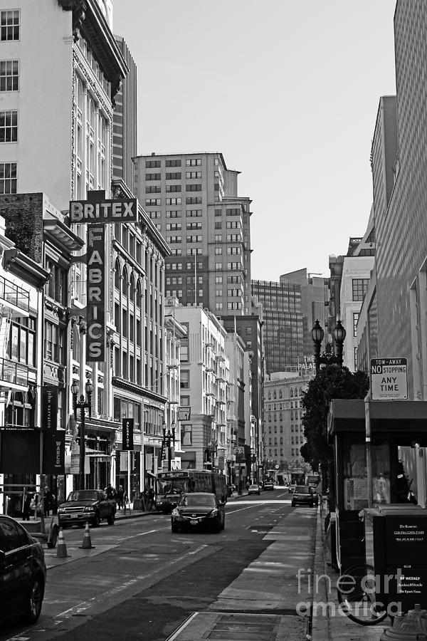 Geary Boulevard San Francisco . Black and White Photography 7D7348 Photograph by Wingsdomain Art and Photography
