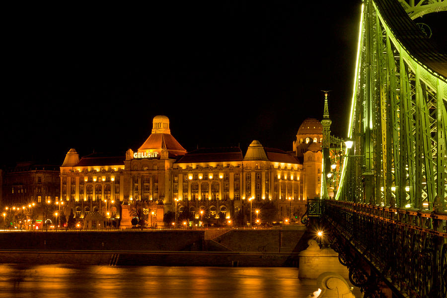 Budapest Photograph - Gehlert Spa and the Freedom Bridge in Budapest by Les Abeyta