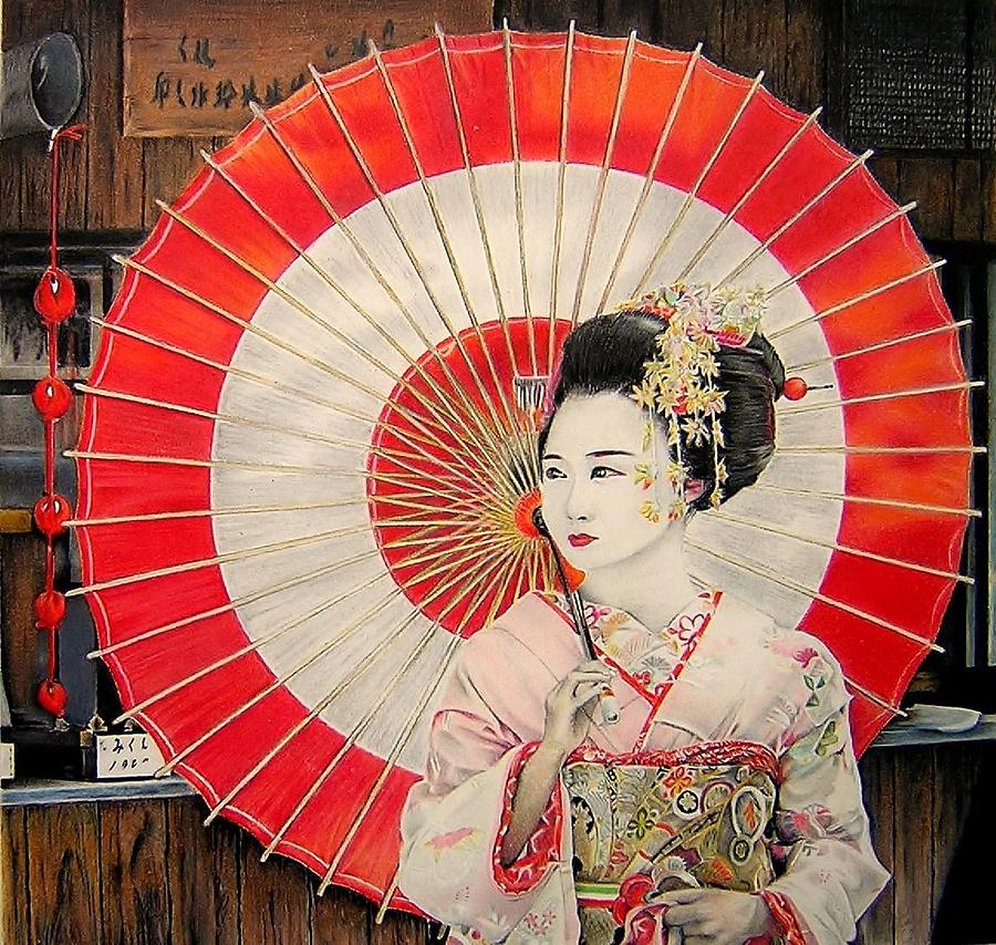 Geisha from Kyoto Drawing by Eric Pouillet - Fine Art America