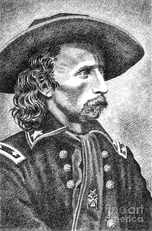 General Custer Drawing by Gordon Punt