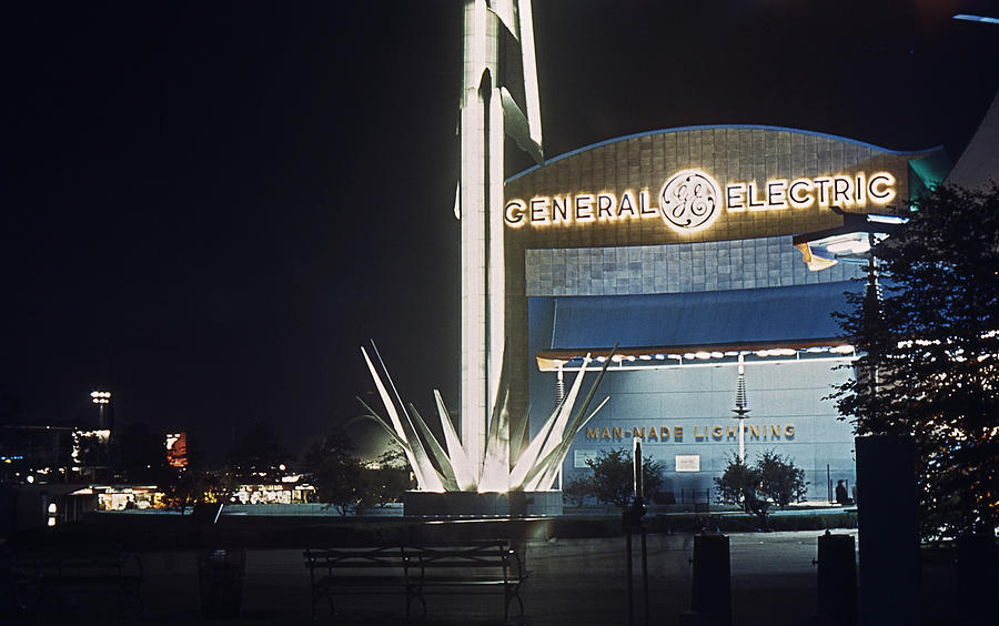 Architecture Photograph - General Electric Pavilion at Night by David Halperin
