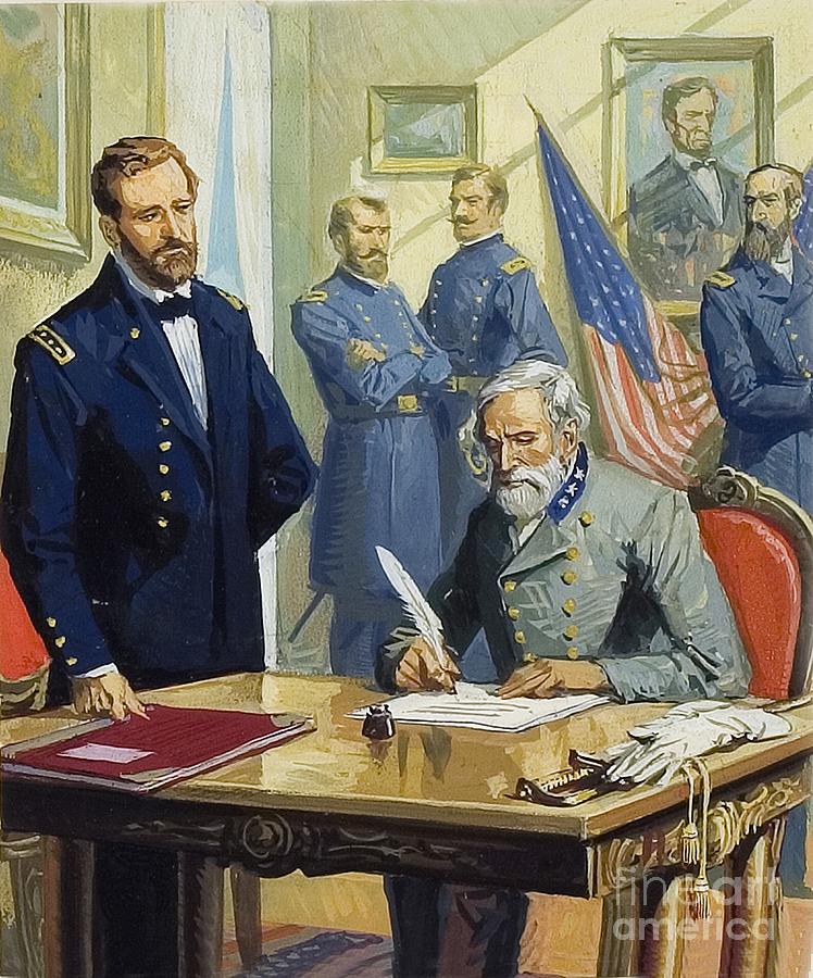 General Ulysses Grant accepting the surrender of General Lee at Appomattox  Painting by Severino Baraldi - Pixels