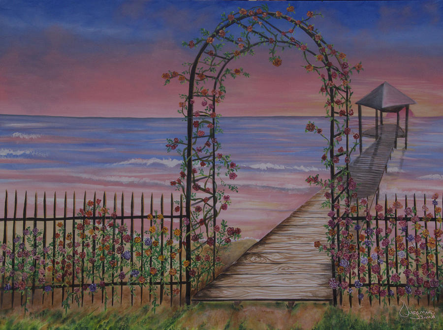 Gentle Trellis of Roses Painting by Virginia Bond