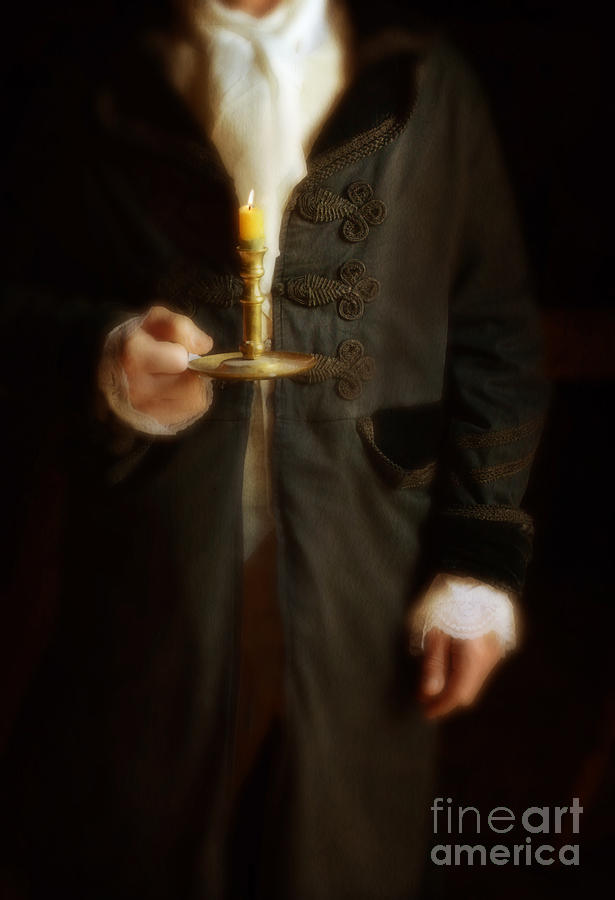 Gentleman in Vintage Clothing Holding a Candlestick Photograph by Jill Battaglia