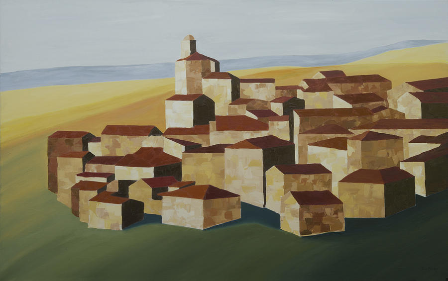 Cubist Village Spain Painting by John Farley