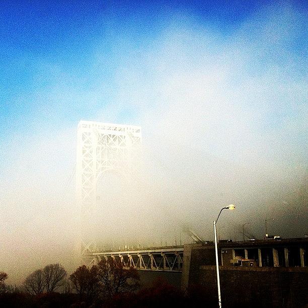 George Washington Bridge In Morning Fog Photograph by Mary Ann Reilly