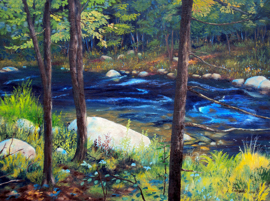 Georges River Woods Trail Painting by Laura Tasheiko
