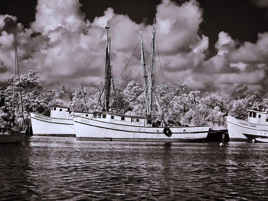 Georgetown Shrimp Boats - Infrared Photograph by Bill Barber