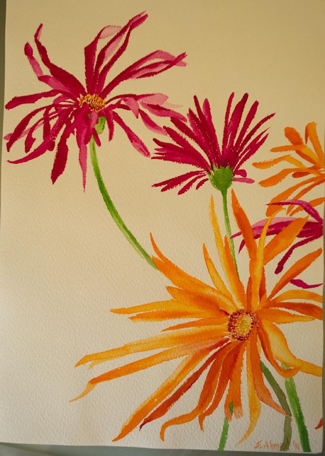 Gerbera Painting by Sarah Ahmed - Fine Art America