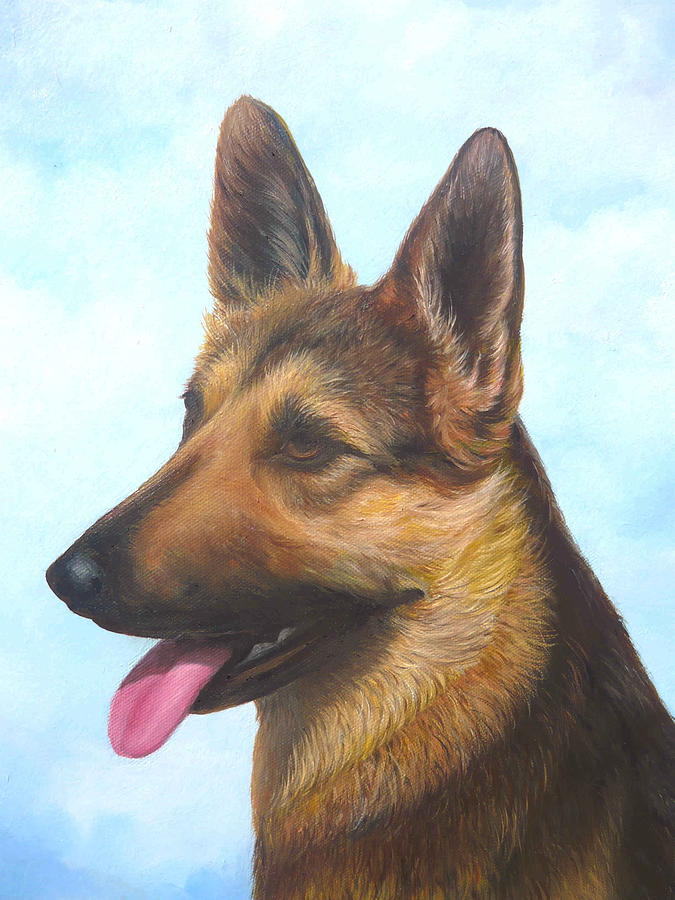 German Shepherd Dog Painting by Vivian Eagleson