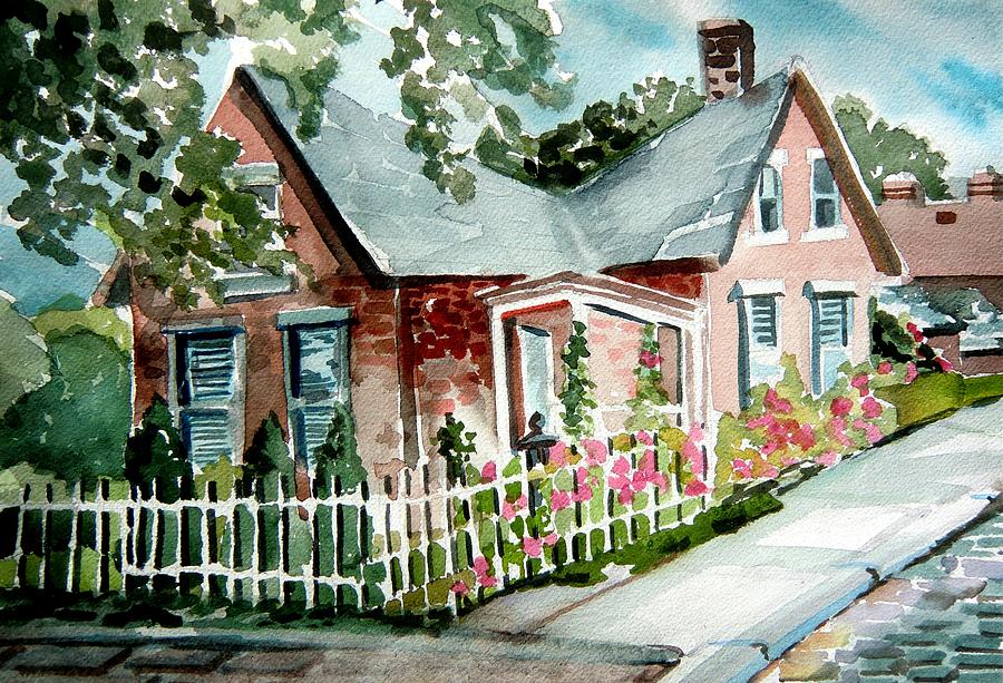 German Village House Painting by Mindy Newman