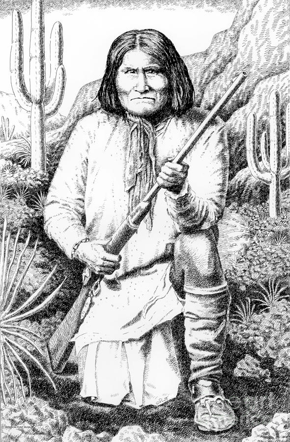 Geronimo Drawing by Gordon Punt