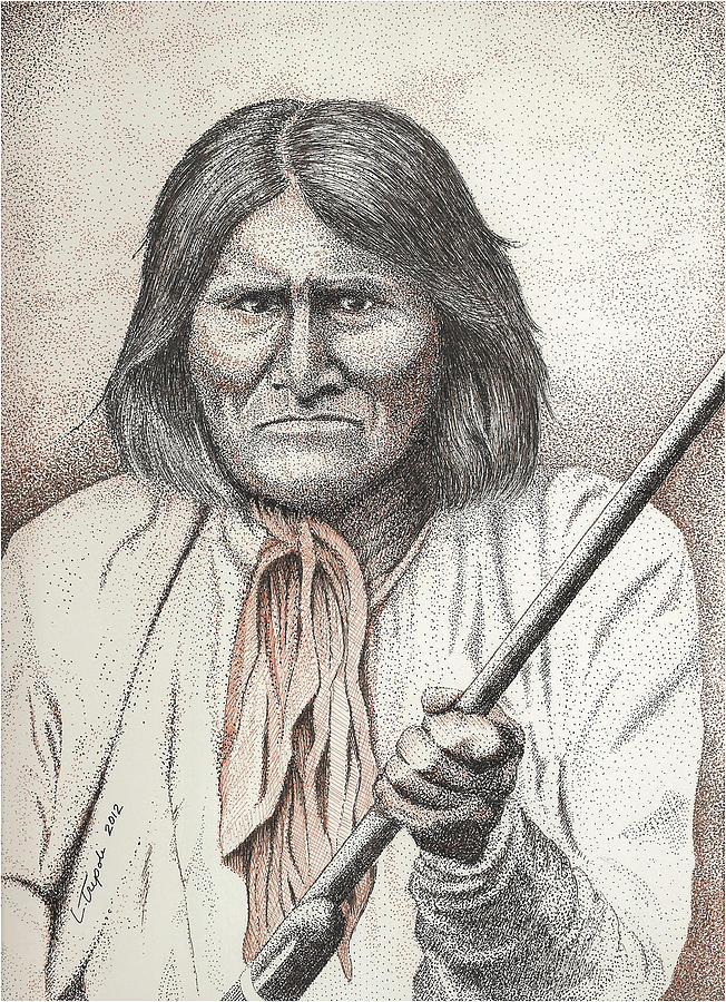 Geronimo Drawing by Lawrence Tripoli