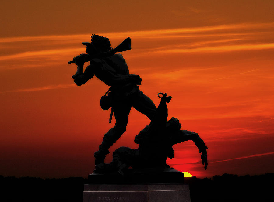 Gettysburg Battlefield Mississippi Memorial Sunset Photograph by Randy