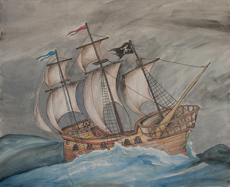 Ghost Pirate Ship Painting by Jaime Haney