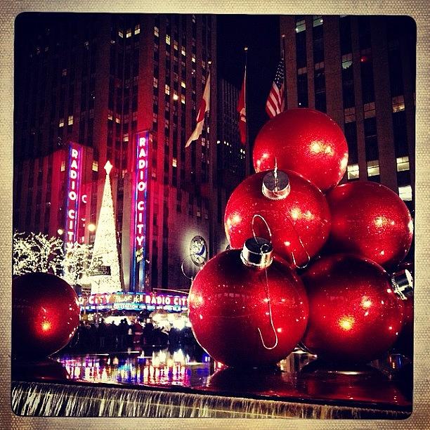 Christmas Photograph - Giant #christmas Bobbles. #nyc #newyork by David Lynch