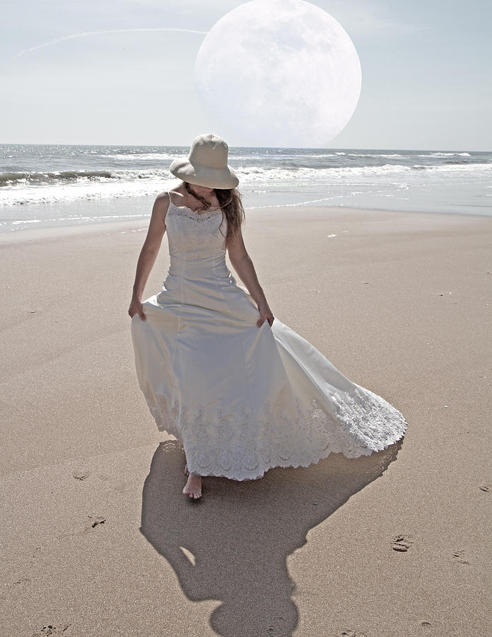 Beach Photograph - Gibbous Moon Gown by Betsy Knapp