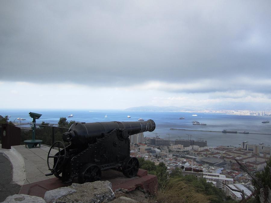 Gibraltar Cast Iron Cannon Towards Harbor Photograph by John Shiron