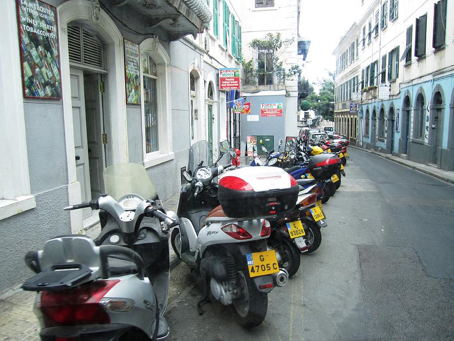 Gibraltar Motorcycle Bike Row Side Street Photograph by John Shiron