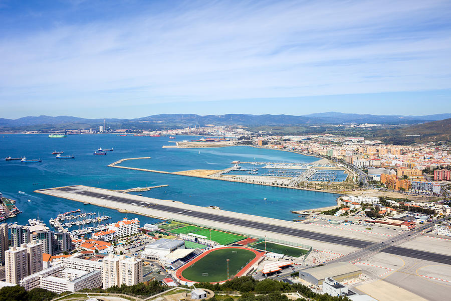 Gibraltar Runway and La Linea Cityscape Photograph by Artur Bogacki