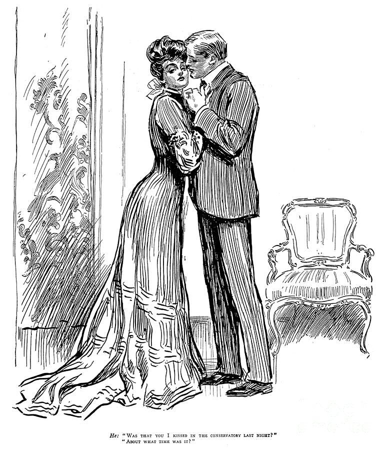 Kiss, 1903 Drawing by Charles Dana Gibson