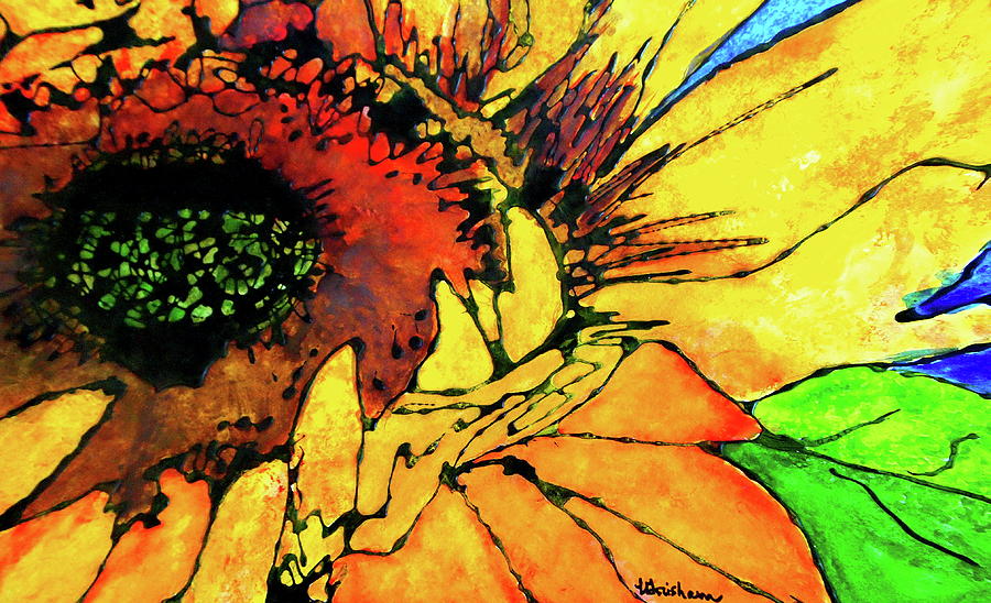 Ginas Sunflower Painting by Laura  Grisham