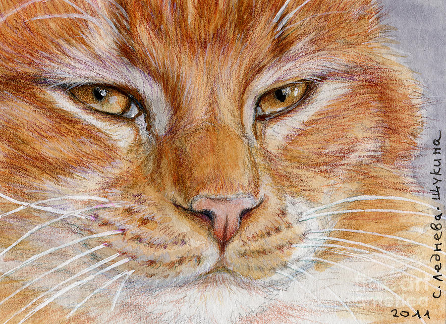 Ginger Cat  Painting by Svetlana Ledneva-Schukina