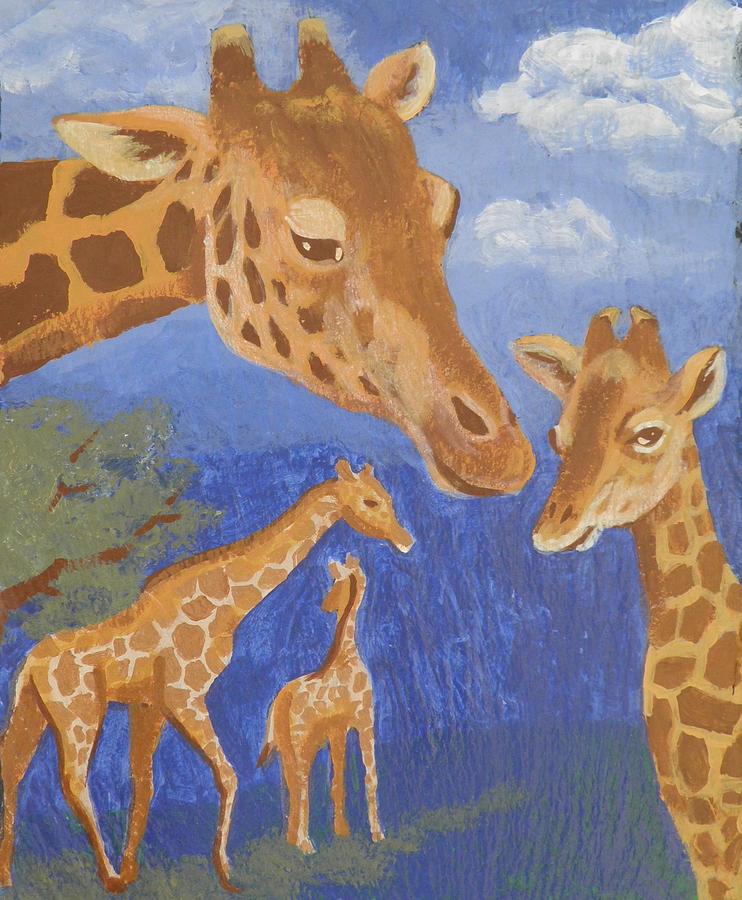 Giraffes Painting by Sharon Casavant