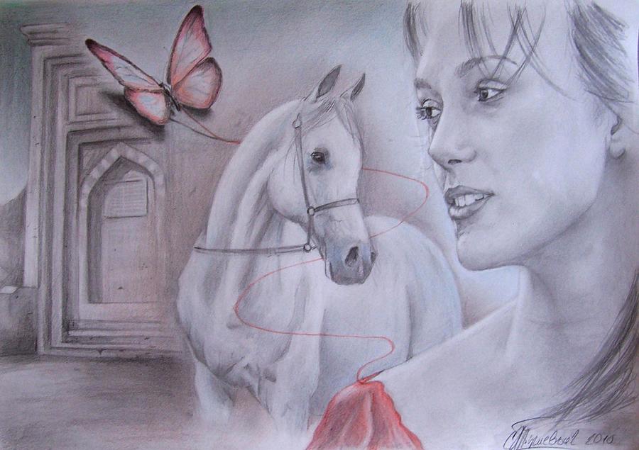 Little Girl Riding Horse Sketch Black Stock Vector (Royalty Free) 718964902  | Shutterstock