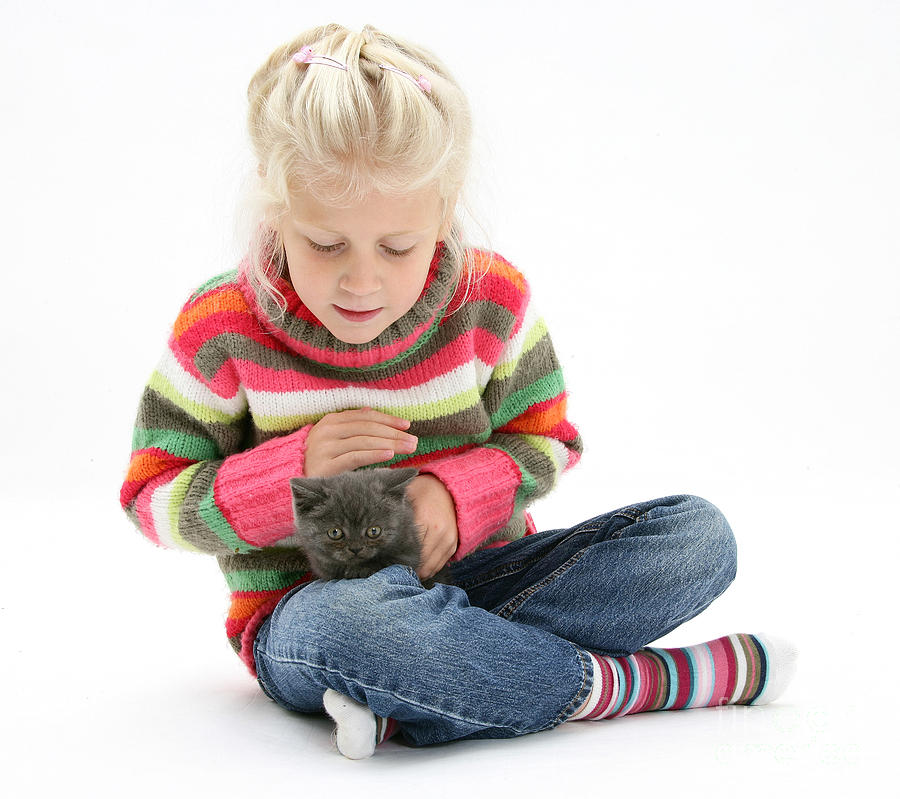 Girl And Kitten Photograph by Mark Taylor