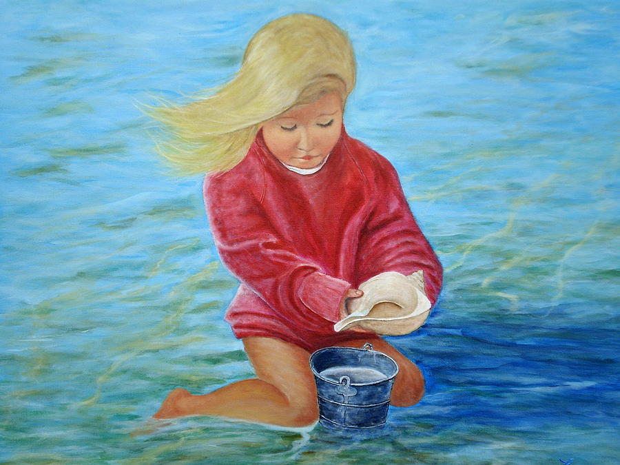 Beach Painting - Girl At Beach #2 by Chris Law
