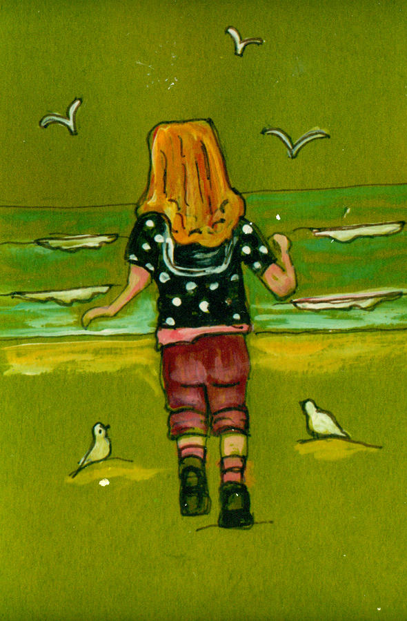 Girl at the beach Painting by Patricia Halstead