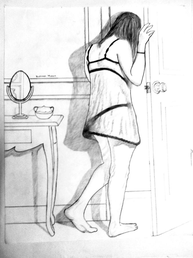 Girl Behind The Door Drawing By Rushikesh Murkar