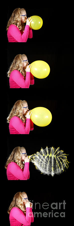 Girl Bursting A Balloon Photograph by Ted Kinsman