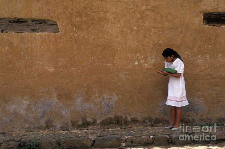 GIRL COUNTING CHANGE Patzcuaro Mexico Photograph by John  Mitchell