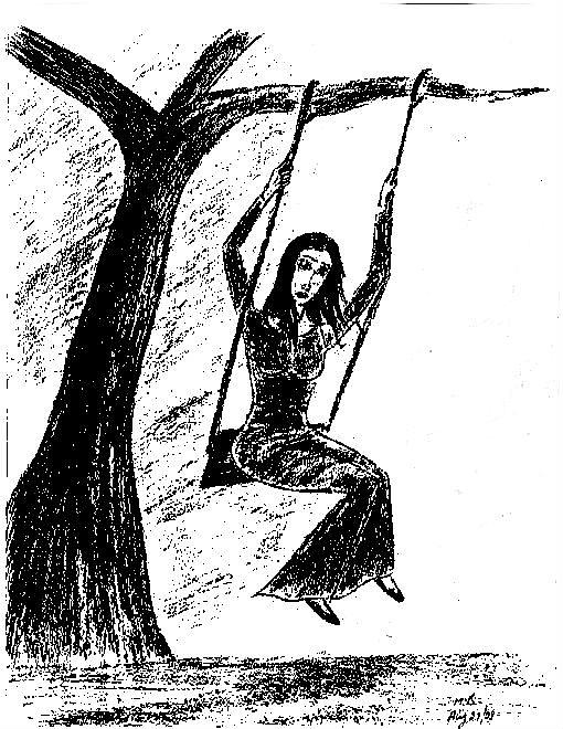 How to draw alone girl swinging in a tree llGirl on swing in moonlight  #alonegirl #easypencilsketch | How to draw sad girl. How to draw alone girl.  How to draw alone girl