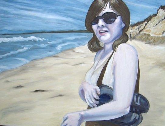 Girl On Beach Painting by Ida Eriksen