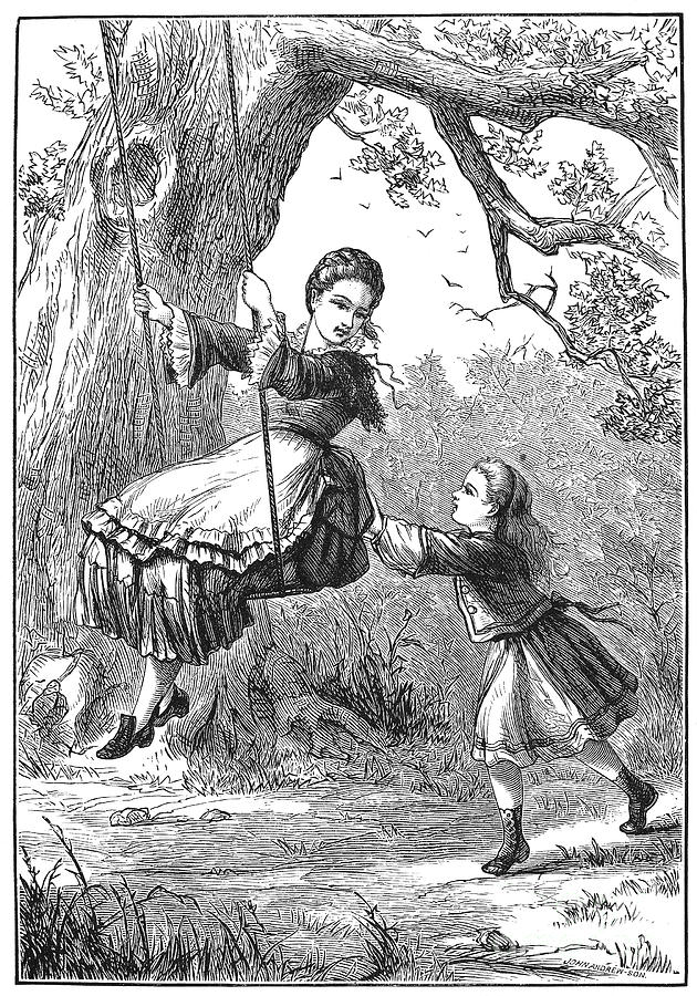 Tree Photograph - Girl On Swing, 1873 by Granger