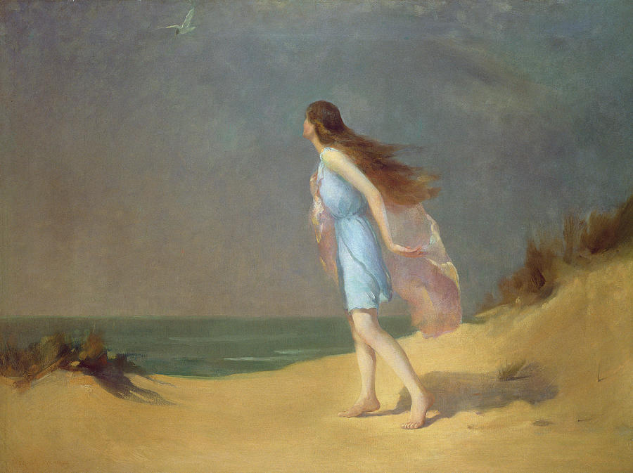 Beach Painting - Girl on the beach  by Frank Richards