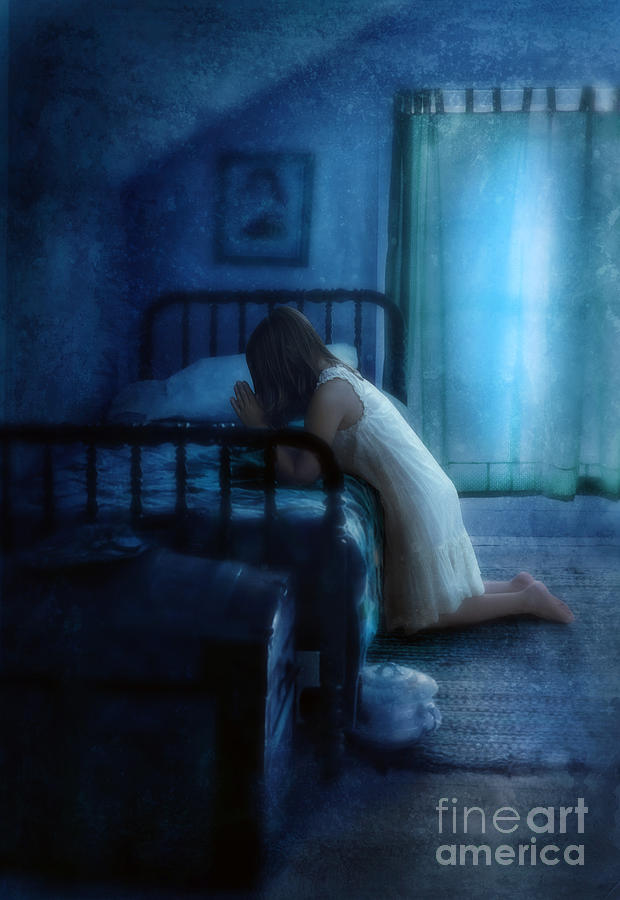 Girl Praying Before Bedtime Photograph by Jill Battaglia